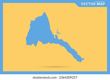 Mapa azul de Eritrea sobre el vector de fondo amarillo.