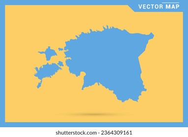 Mapa azul de Estonia sobre el vector de fondo amarillo.