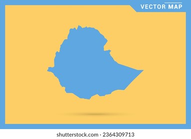 Map blue of Ethiopia on yellow background vector.