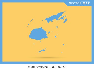 Map blue of Fiji on yellow background vector.