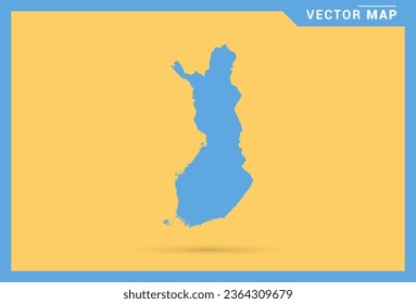 Mapa azul de Finlandia sobre el vector de fondo amarillo.