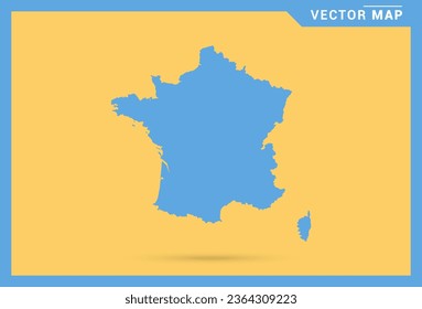 Map blue of France on yellow background vector.
