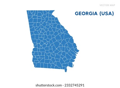 Mapa azul de Georgia (EEUU) sobre el vector de fondo blanco.