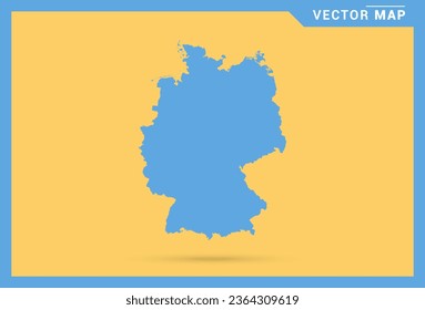 Map blue of Germany on yellow background vector.