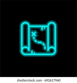Map blue glowing neon ui ux icon. Glowing sign logo vector