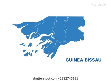 Map blue of Guinea Bissau on white background vector.