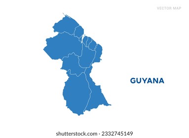 Map blue of Guyana on white background vector.