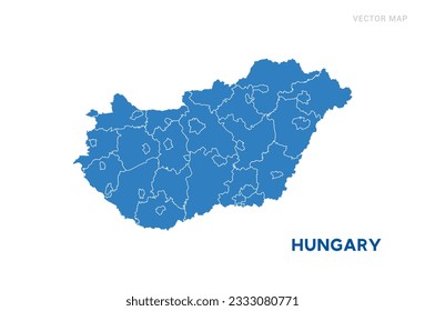 Map blue of Hungary on white background vector.