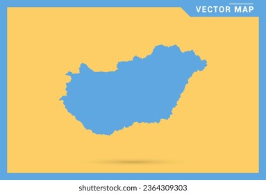Karte blau von Ungarn auf gelbem Hintergrund, Vektorgrafik.