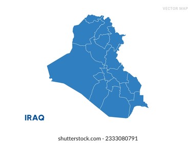 Mapa azul de Iraq sobre el vector de fondo blanco.