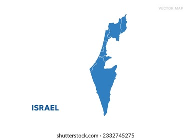 Map blue of Israel on white background vector.
