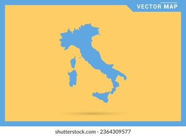 Map blue of Italy on yellow background vector.