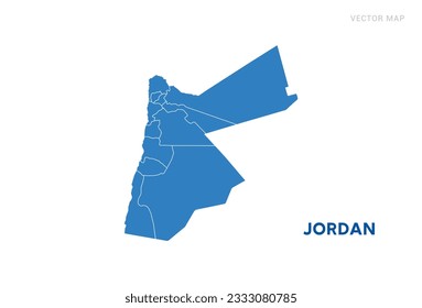 Map blue of Jordan on white background vector.
