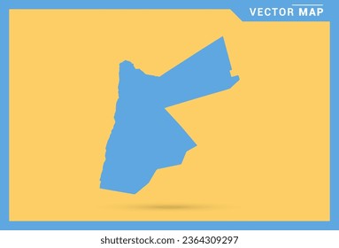 Mapa azul de Jordania sobre el vector de fondo amarillo.