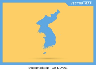 Map blue of Korea on yellow background vector.