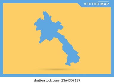 Map blue of Laos on yellow background vector.