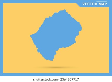 Mapa azul de Lesoto sobre vector de fondo amarillo.