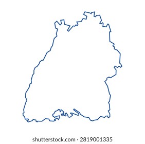 Baden-Württemberg Map Blue Line Vector Illustration of German State