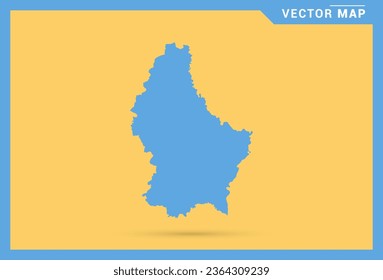 Map blue of Luxembourg on yellow background vector.