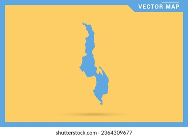 Map blue of Malawi on yellow background vector.