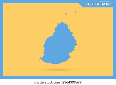 Mapa azul de Mauricio sobre el vector de fondo amarillo.
