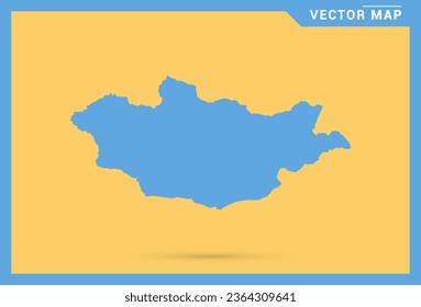 Mapa azul de Mongolia sobre el vector de fondo amarillo.