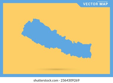 Map blue of Nepal on yellow background vector.