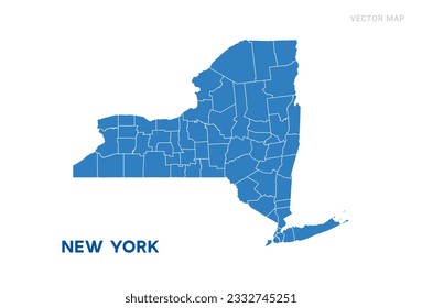 Mapa azul de Nueva York sobre el vector de fondo blanco.