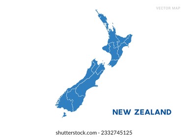 Map blue of New Zealand on white background vector.