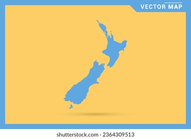 Map blue of New Zealand on yellow background vector.