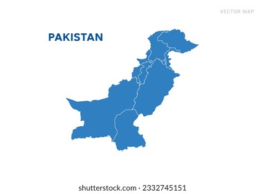 Map blue of Pakistan on white background vector.