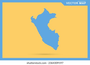 Map blue of Peru on yellow background vector.
