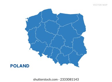 Map blue of Poland on white background vector.