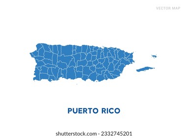 Map blue of Puerto Rico on white background vector.