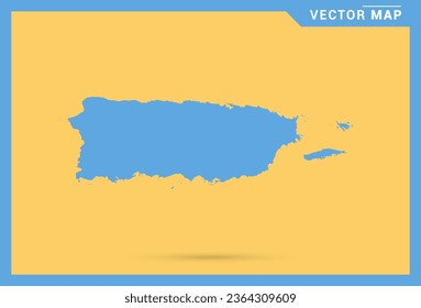 Map blue of Puerto Rico on yellow background vector.