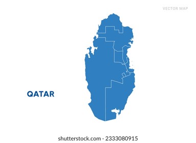 Map blue of Qatar on white background vector.