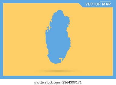 Map blue of Qatar on yellow background vector.