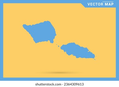 Map blue of Samoa on yellow background vector.