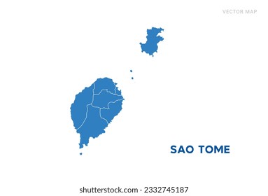 Map blue of Sao Tome on white background vector.
