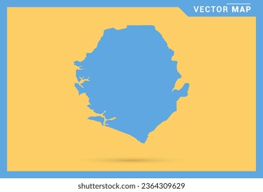 Map blue of Sierra Leone on yellow background vector.