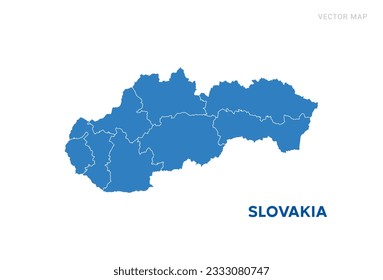 Map blue of Slovakia on white background vector.