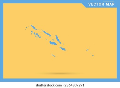 Map blue of Solomon Island on yellow background vector.