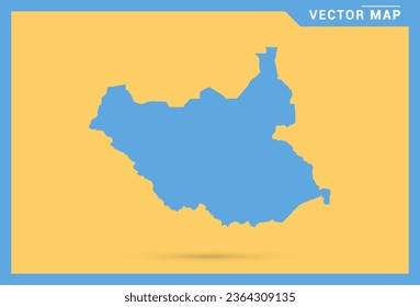 Map blue of South Sudan on yellow background vector.