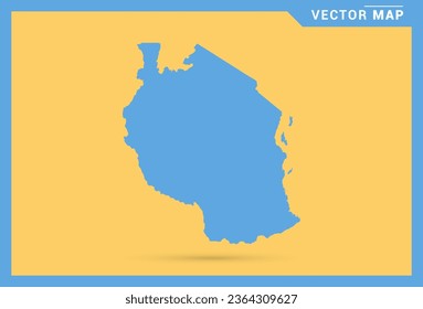 Map blue of Tanzania on yellow background vector.