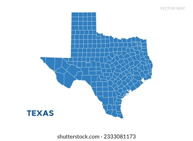 Mapa azul de Texas sobre vector de fondo blanco.