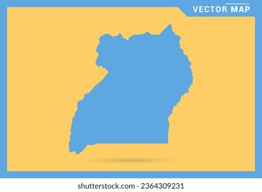 Map blue of Uganda on yellow background vector.