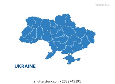 Map blue of Ukraine on white background vector.