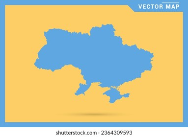 Map blue of Ukraine on yellow background vector.