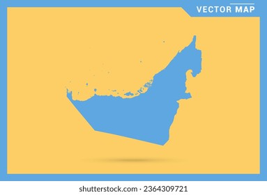 Map blue of United Arab Emirates on yellow background vector.