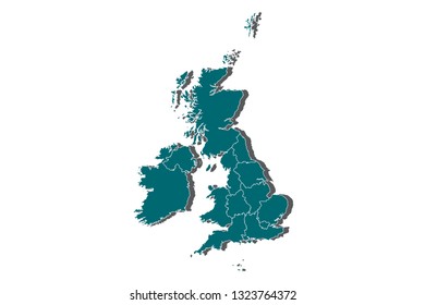 map blue of United Kingdom. - Vector